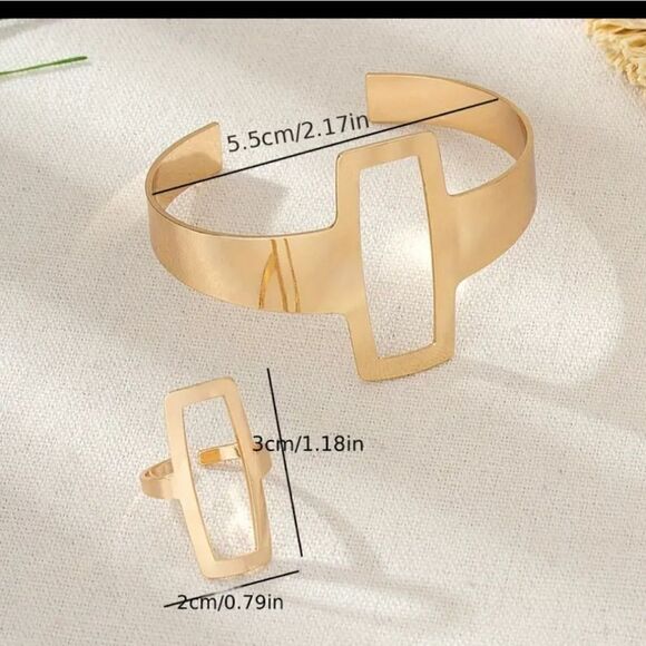 Cuff bracelet and ring set - Picture 3 of 9